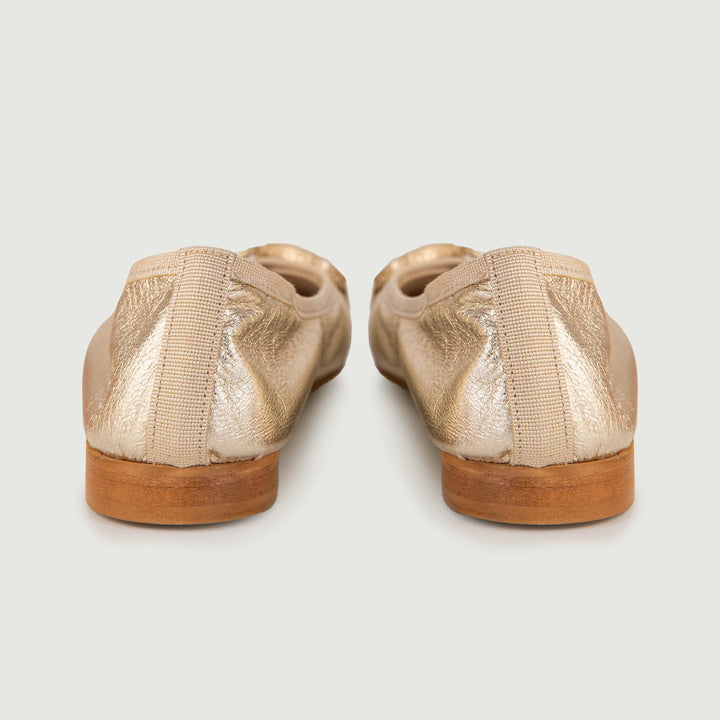 BALLERINE IN NAPPA METALLIZZATA ORO CON DETTAGLIO IN METALLO 4875NAPPA PLATINO ANDREA MORANDO 