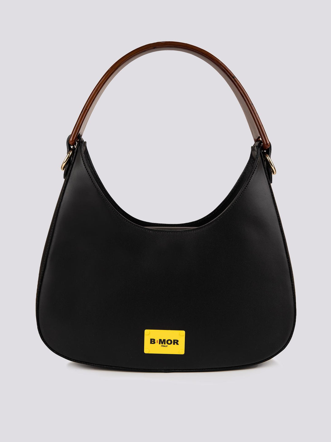 BORSA IN PELLE NERA CON MANICO IN OSSO "HALO" HALO NERO BIMOR 
