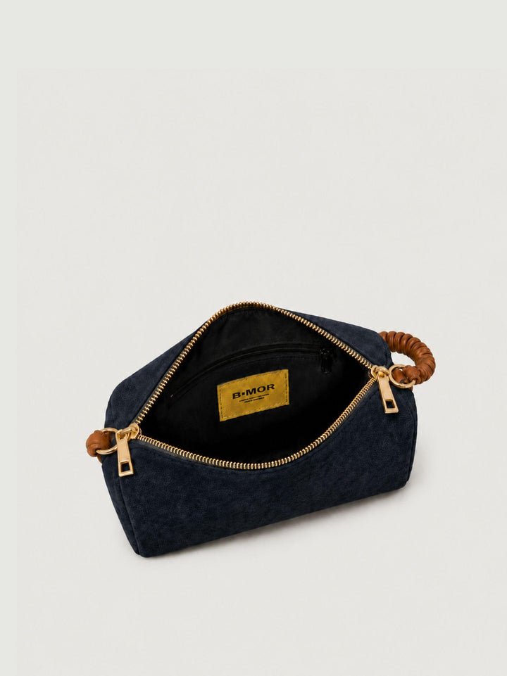 Borsa a spalla Mini Cube in pelle scamosciata blu MINI CUBE BLU BIMOR 