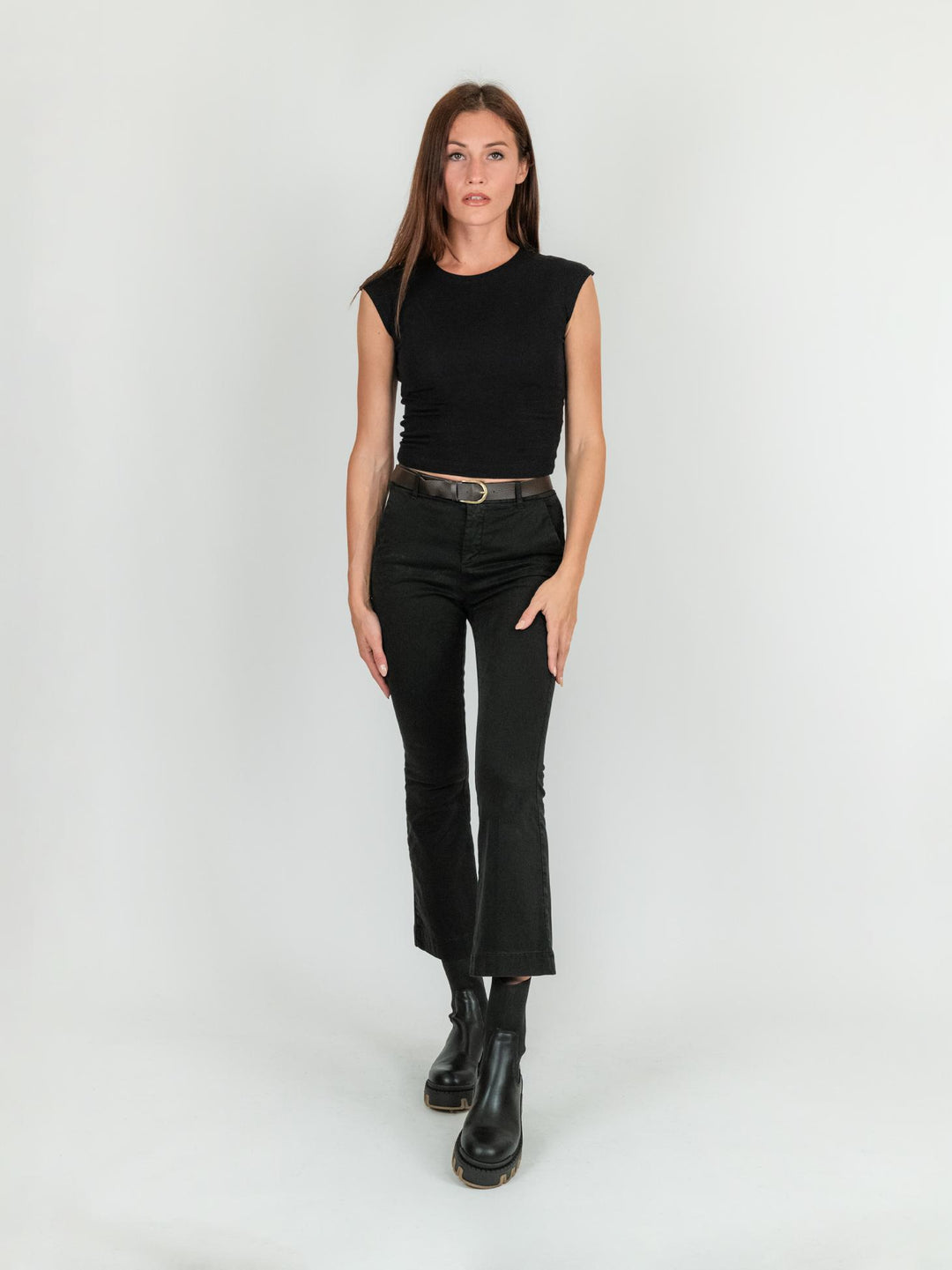 PANTALONE A TROMBETTA nero in cotone 824JA NERO ANDREA MORANDO 