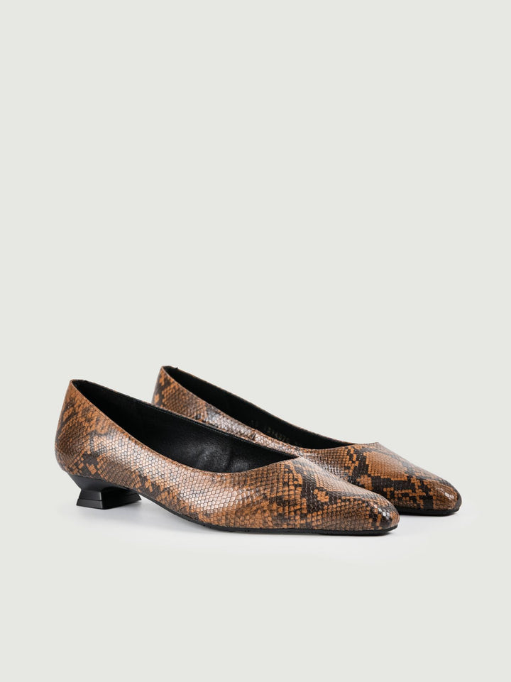 BALLERINA IN PELLE STAMPA PITONE 5555 CUOIO LODI 