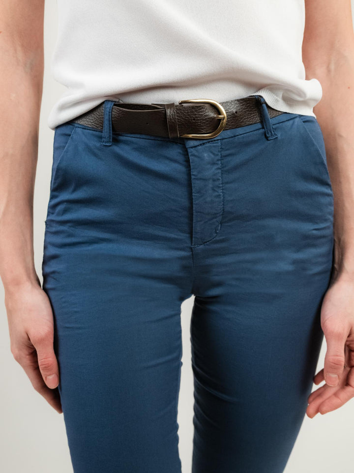 PANTALONE A TROMBETTA IN COTONE BLU