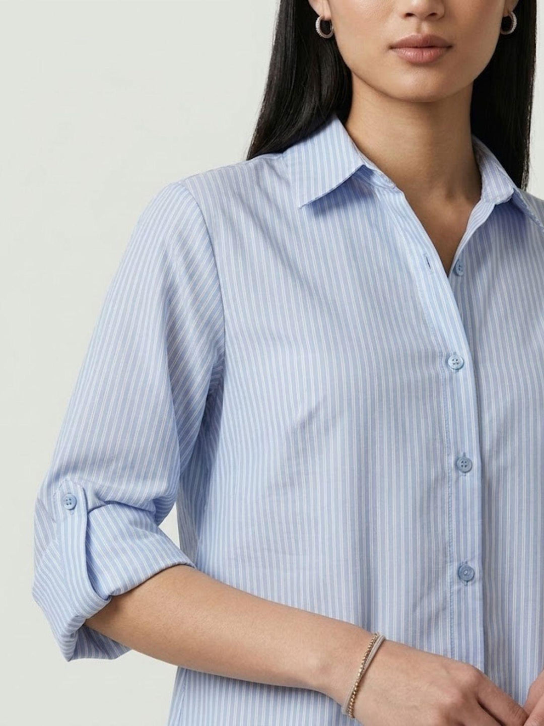 Camicia in cotone a righe azzurra M796/221B8 0524 ANDREA MORANDO 