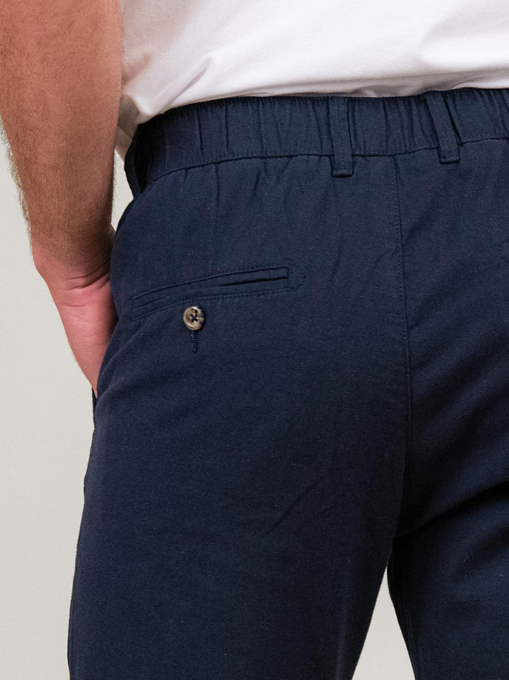 PANTALONE MISTO LINO BLU NAVY