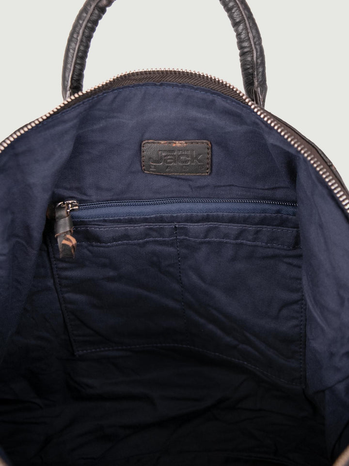 BORSA IN PELLE TESTA MORO LUCKY LUCKY 114 JACK LEATHER 