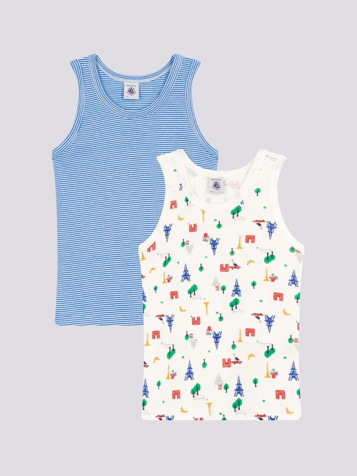 CONFEZIONE DA 2 CANOTTIERE BAMBINO IN COTONE PARIGI A0AB4 00 PETIT BATEAU 