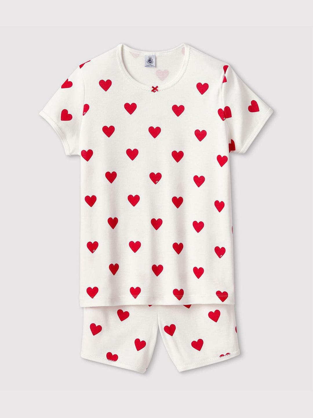 PIGIAMA CORTO BAMBINA IN COTONE MOTIVO CUORE A00OC 01 PETIT BATEAU 
