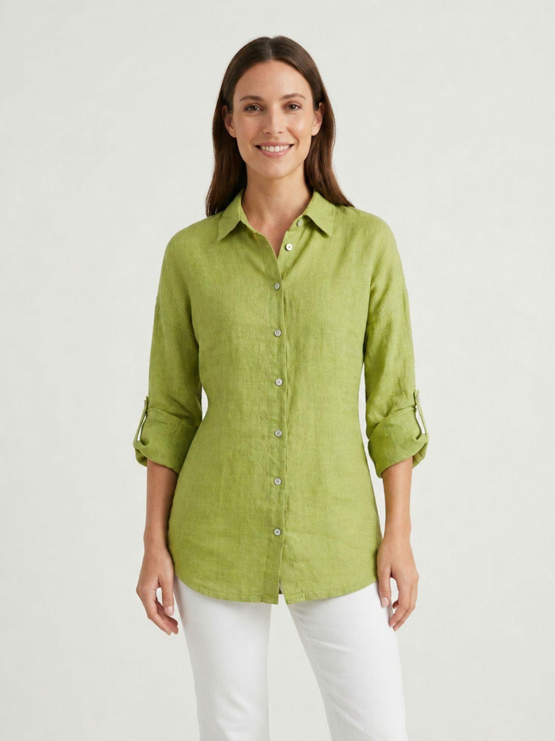 Camicia in lino verde pistacchio 6CM0552 601 ANDREA MORANDO 