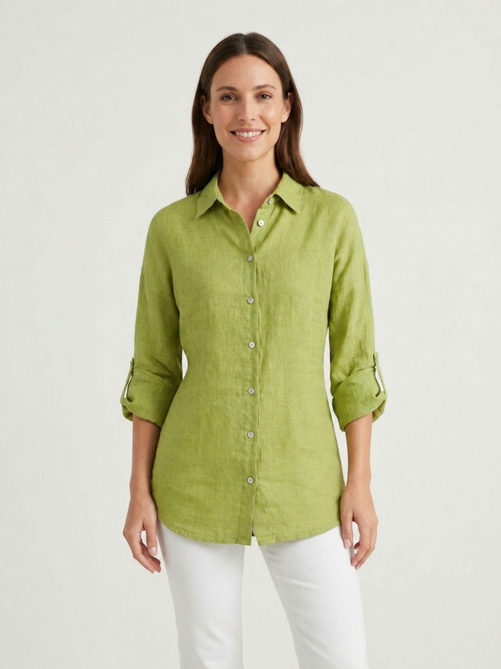 Camicia in lino verde pistacchio 6CM0552 601 ANDREA MORANDO 