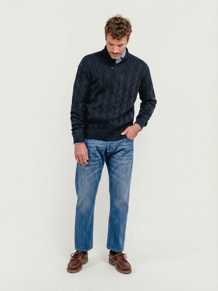 PANTALONE 5 TASCHE CON TAGLIO DRITTO IN DENIM MEDIO 7670BLKCECRE CRETA ANDREA MORANDO 