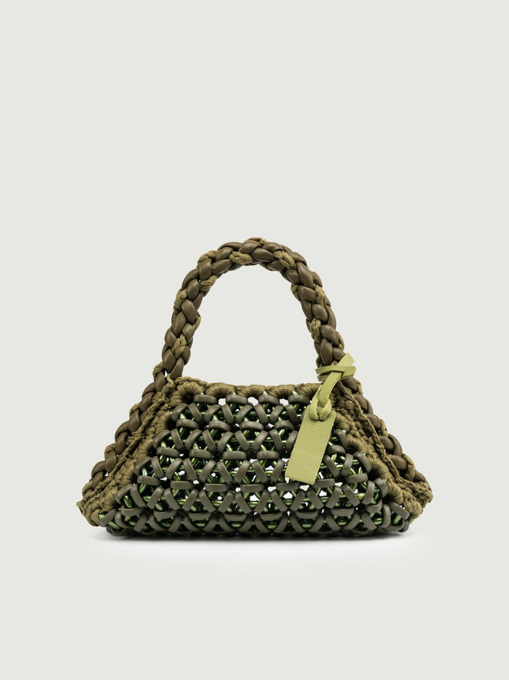 BORSA CRUSH IN RESINA E PELLE VERDE MILITARE SMALL CRUSH VERDE MILITARE BIMOR 