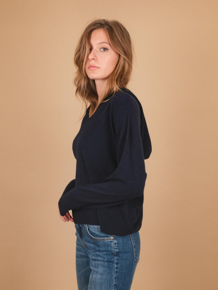 MAGLIA OVER CON CAPPUCCIO BLU 0220/04 0115 BIMOR 