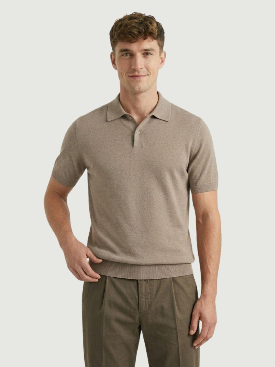 Polo in cotone extrafine nocciola 5048126 672 ANDREA MORANDO 