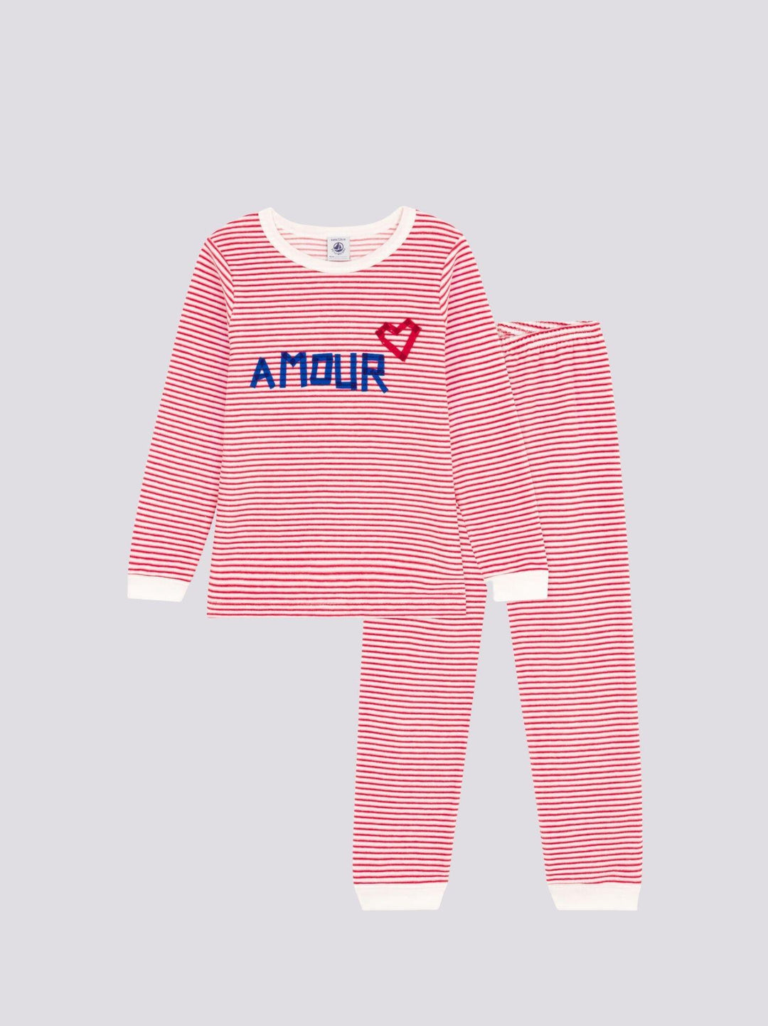 PIGIAMA BAMBINO UNISEX IN CINIGLIA A RIGHE A086B 01 PETIT BATEAU 