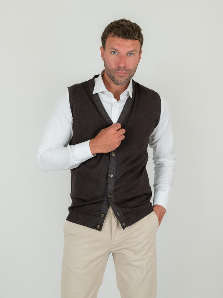 GILET IN LANA MERINO TESTA MORO 0003 33 FIESOLI DANIELE 