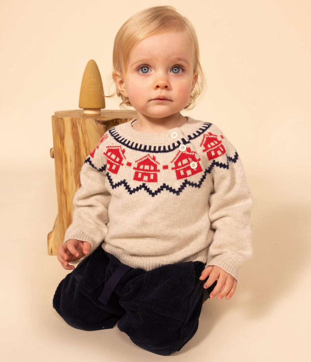 MAGLIONE IN TRICOT DI LANA E COTONE PER BEBÈ A08AA 01 PETIT BATEAU 