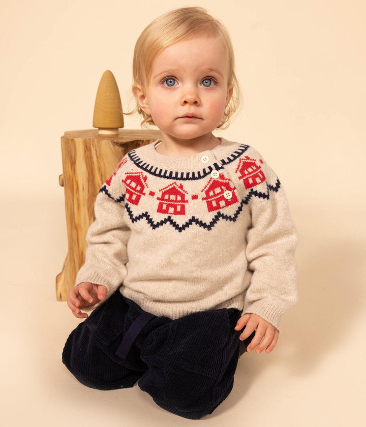 MAGLIONE IN TRICOT DI LANA E COTONE PER BEBÈ A08AA 01 PETIT BATEAU 