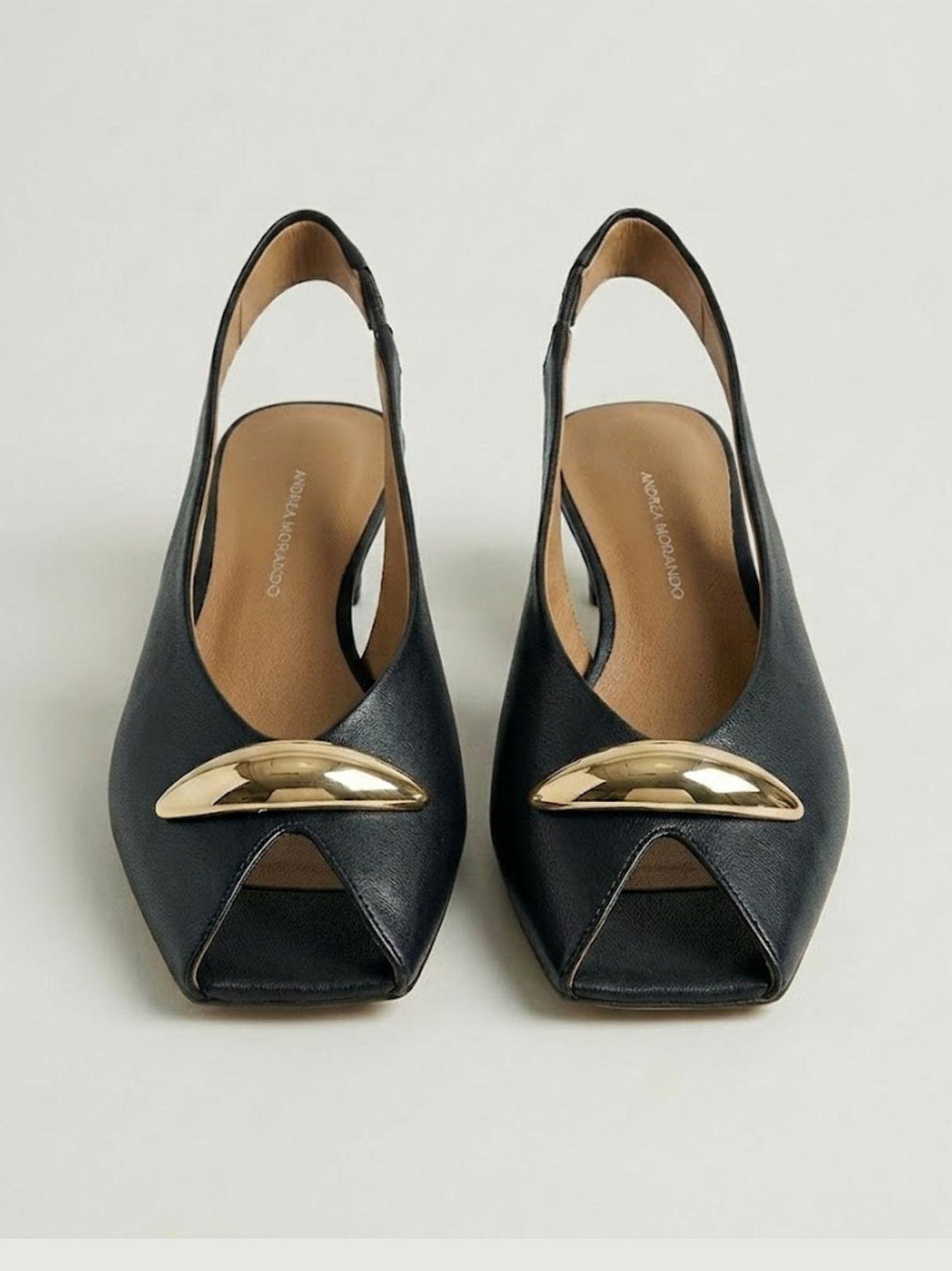Spuntata slingback in pelle nappa nera R412 NERO ANDREA MORANDO 