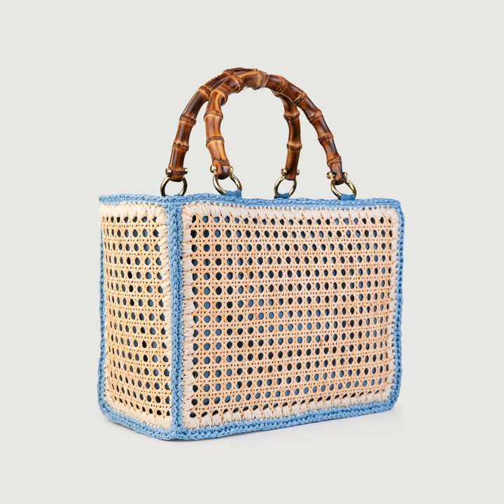 SHOPPER IN RAFIA NATURALE AZZURRA 4768 AZZURRO CATERINA BERTINI 