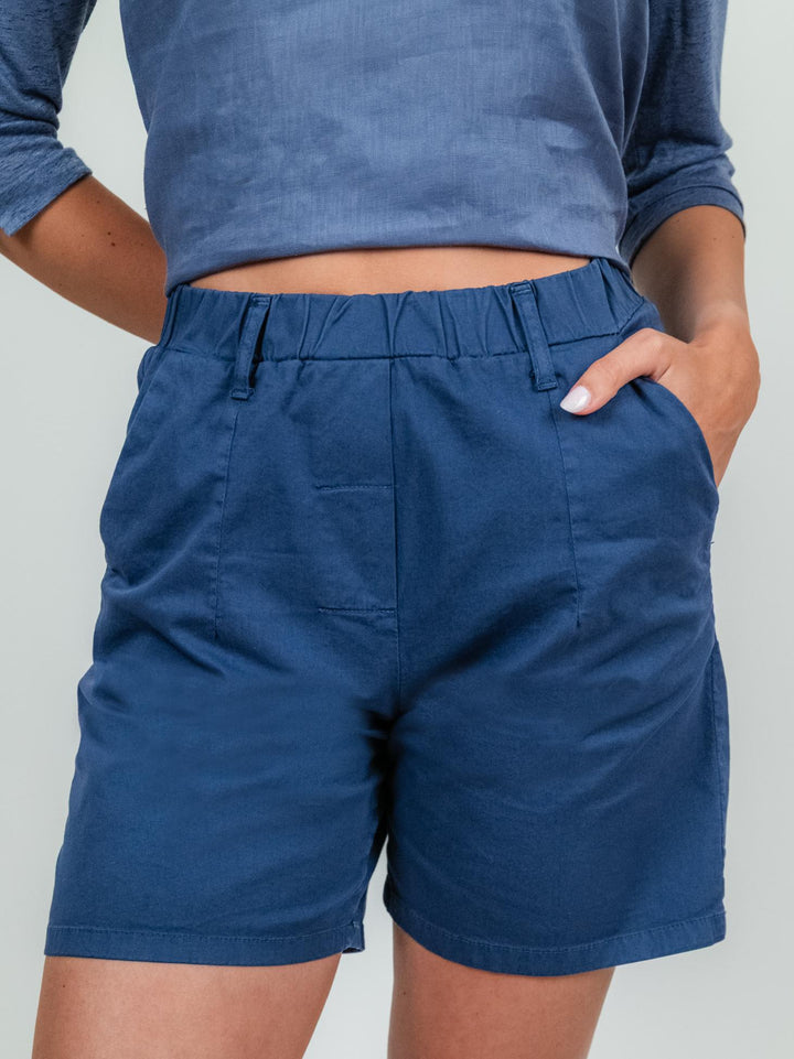 Bermuda in cotone blu con cintura 81007CG DENIM ANDREA MORANDO 