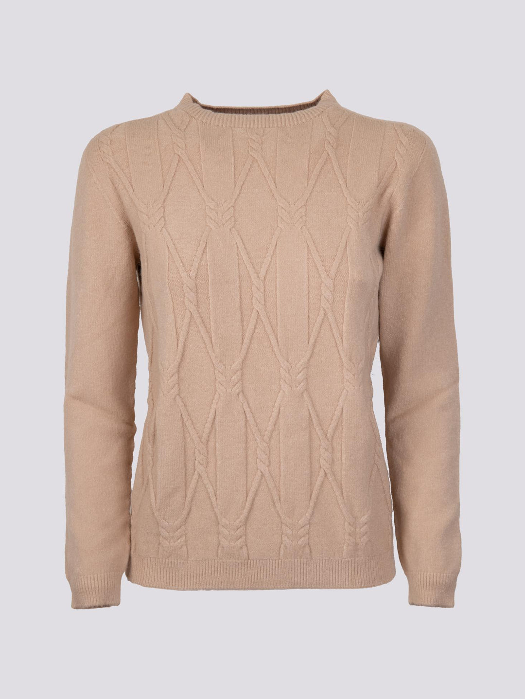 MAGLIA GIROCOLLO CON MAXI INTRECCIO FRONTALE BEIGE 0170/09 0234 BIMOR 