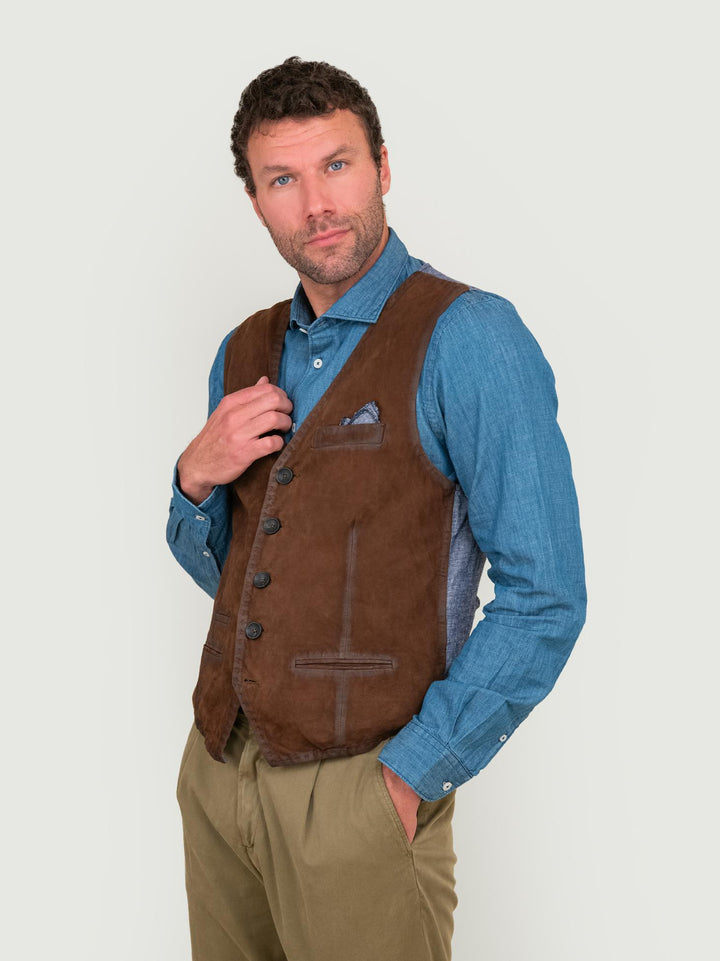 GILET IN PELLE COLOR WHISKY LORRY J24 JACK LEATHER 
