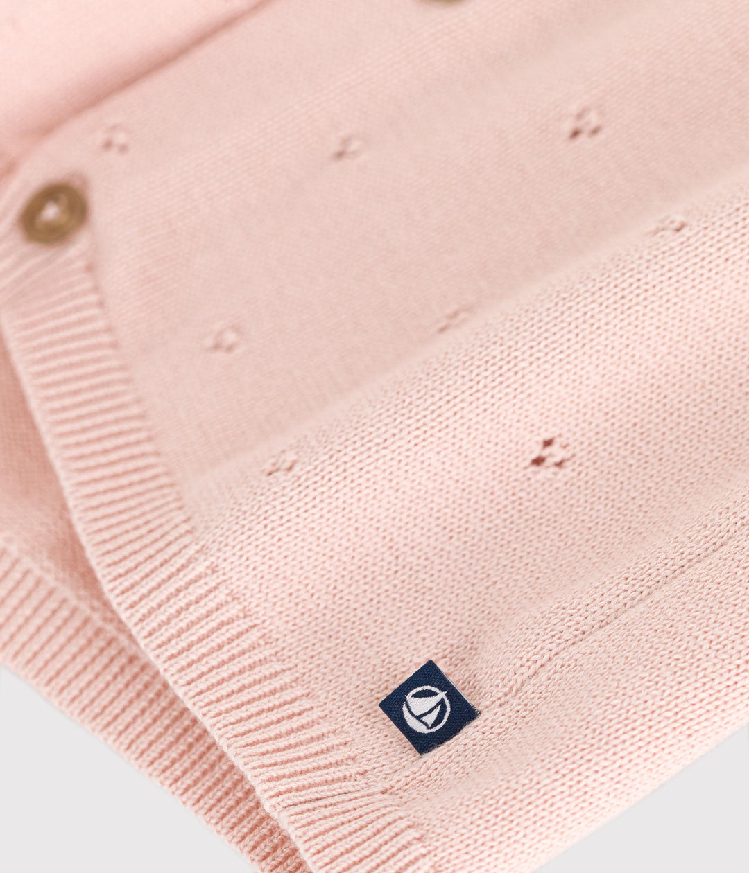 CARDIGAN ROSA BEBÈ IN TRICOT DI COTONE TRAFORATO A0A9N 02 PETIT BATEAU 