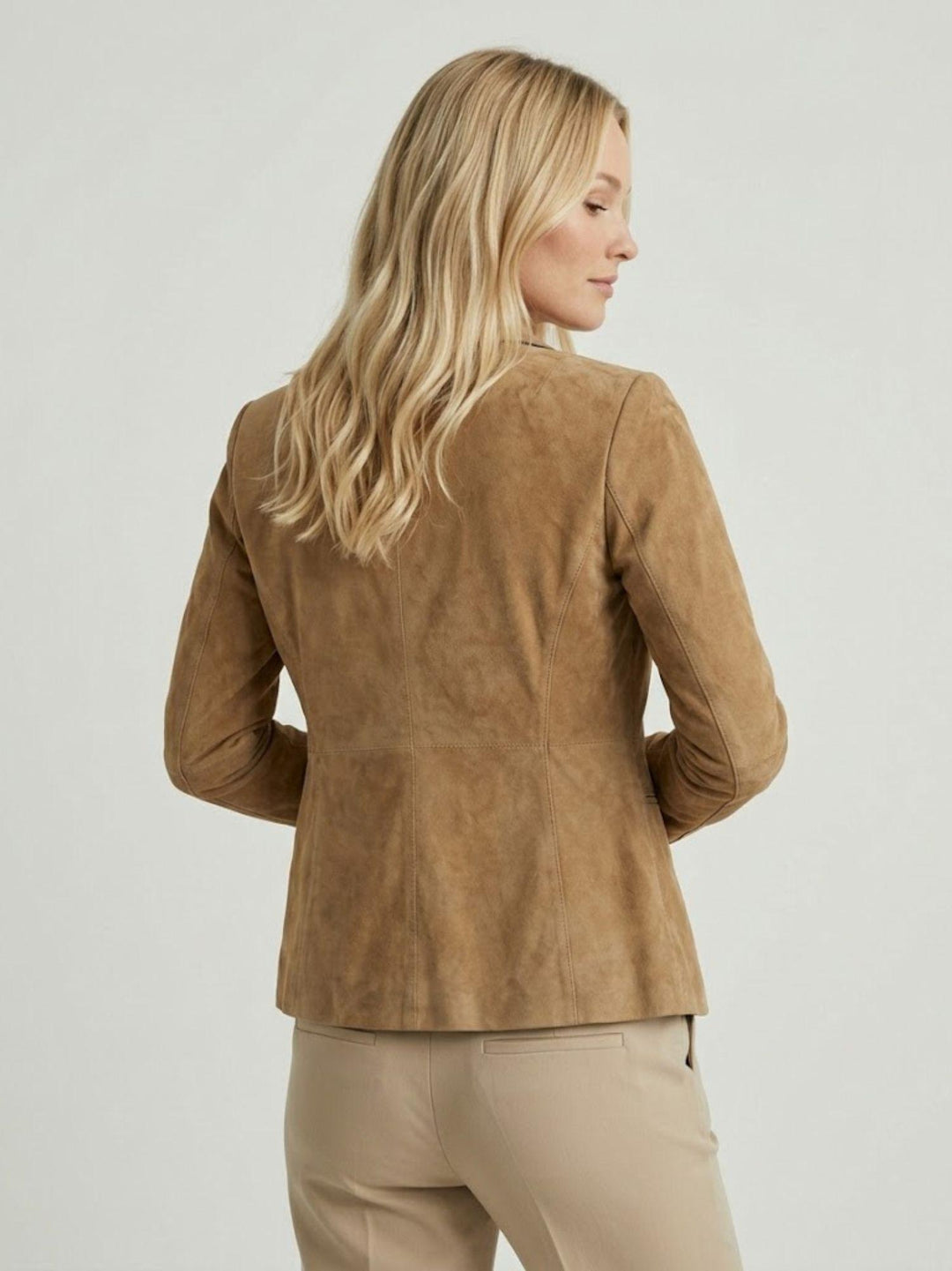 Blazer monopetto Beatriz in pelle scamosciata beige BEATRIZ 11 JACK LEATHER 
