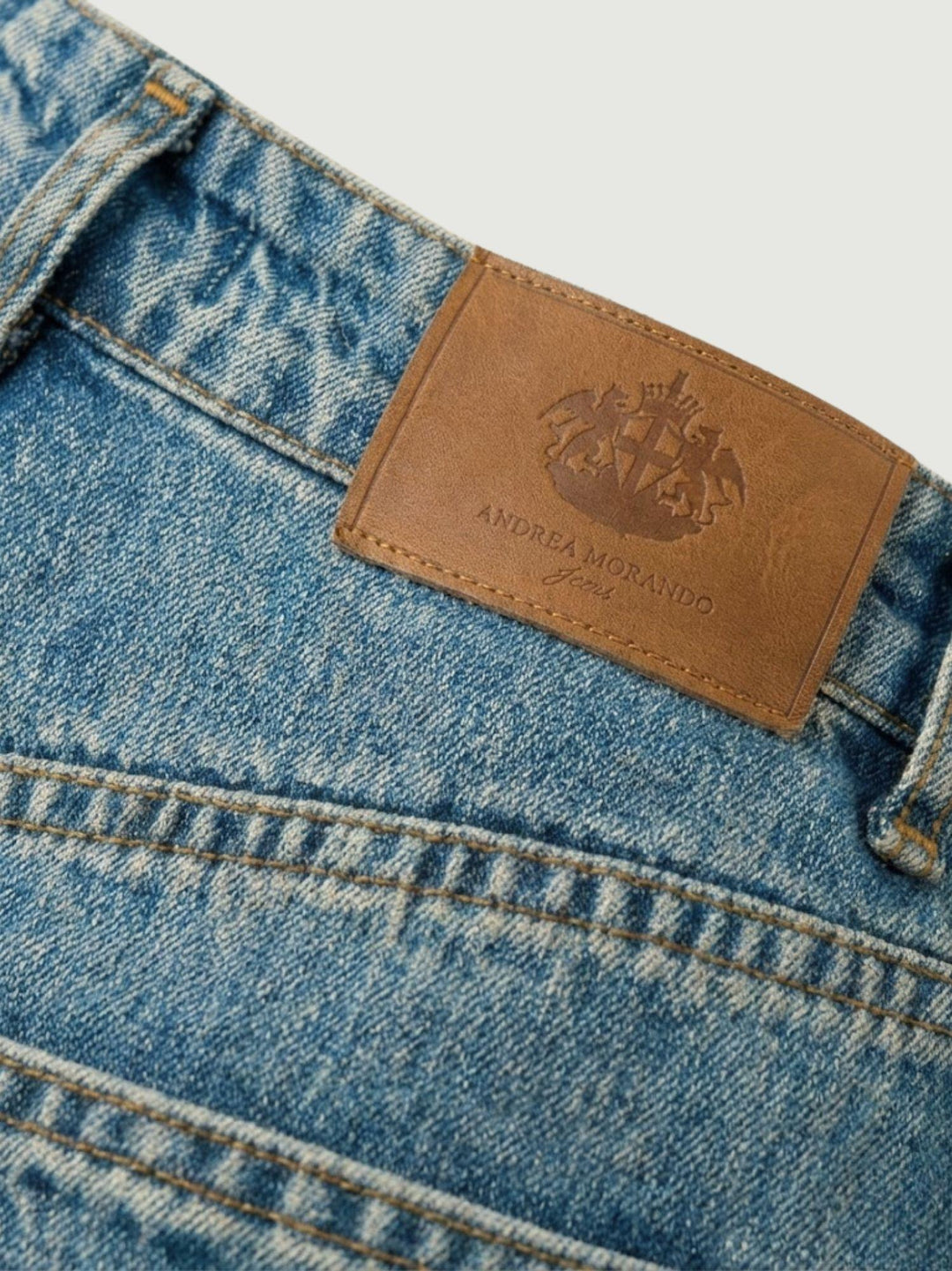 Pantalone a palazzo in denim medio sabbiato 80534-3KCEY SABBIATO ANDREA MORANDO 
