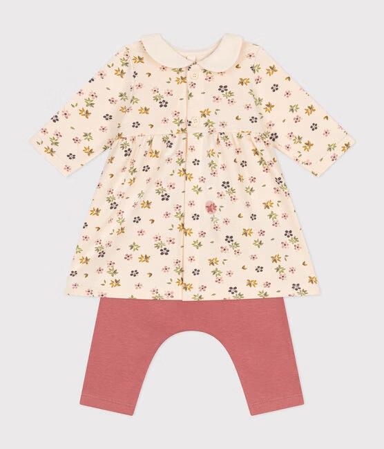 Abito bianco con stampa e leggings rosa in cotone A0BBX 01 PETIT BATEAU 