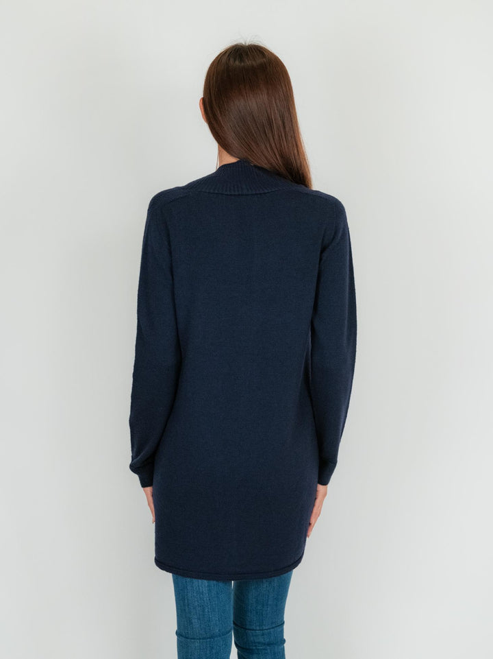 CARDIGAN LUNGO blu in lana vergine 245C8100 304 ANDREA MORANDO 