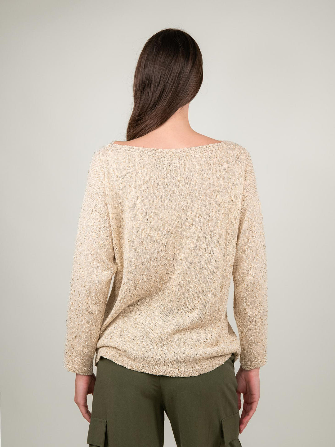 MAGLIA BEIGE DETTAGLI LUREX 2553 BEIGE ANDREA MORANDO 