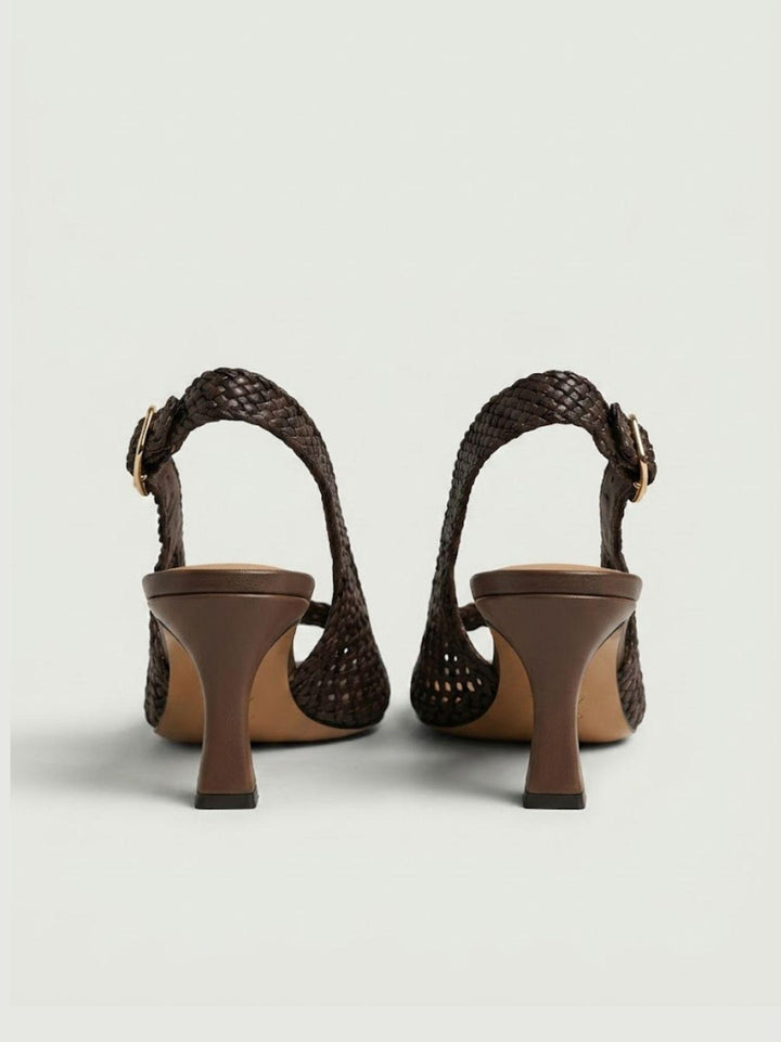 Spuntata slingback in pelle intrecciata testa di moro R1710 T.MORO ANDREA MORANDO 