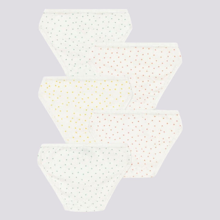 SET DI 5 SLIP BAMBINA IN COTONE A CUORICINI A0A45 00 PETIT BATEAU 