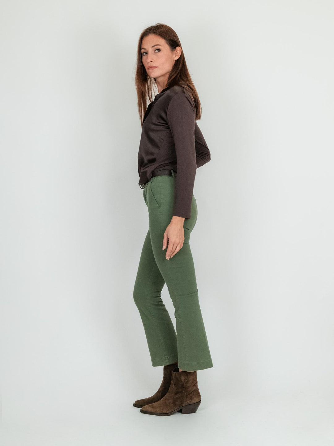 PANTALONE A TROMBETTA in cotone color verde salvia 824JA SALVIA ANDREA MORANDO 