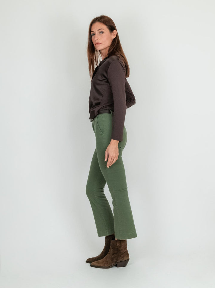PANTALONE A TROMBETTA in cotone color verde salvia 824JA SALVIA ANDREA MORANDO 