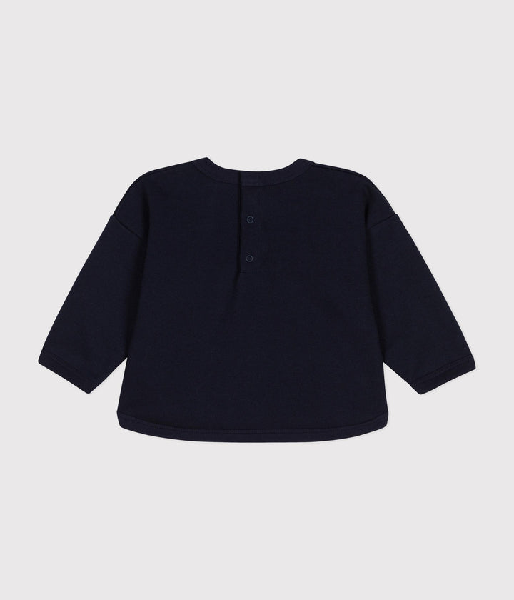 Maglia blu con logo in tessuto felpato A0BMM 01 PETIT BATEAU 