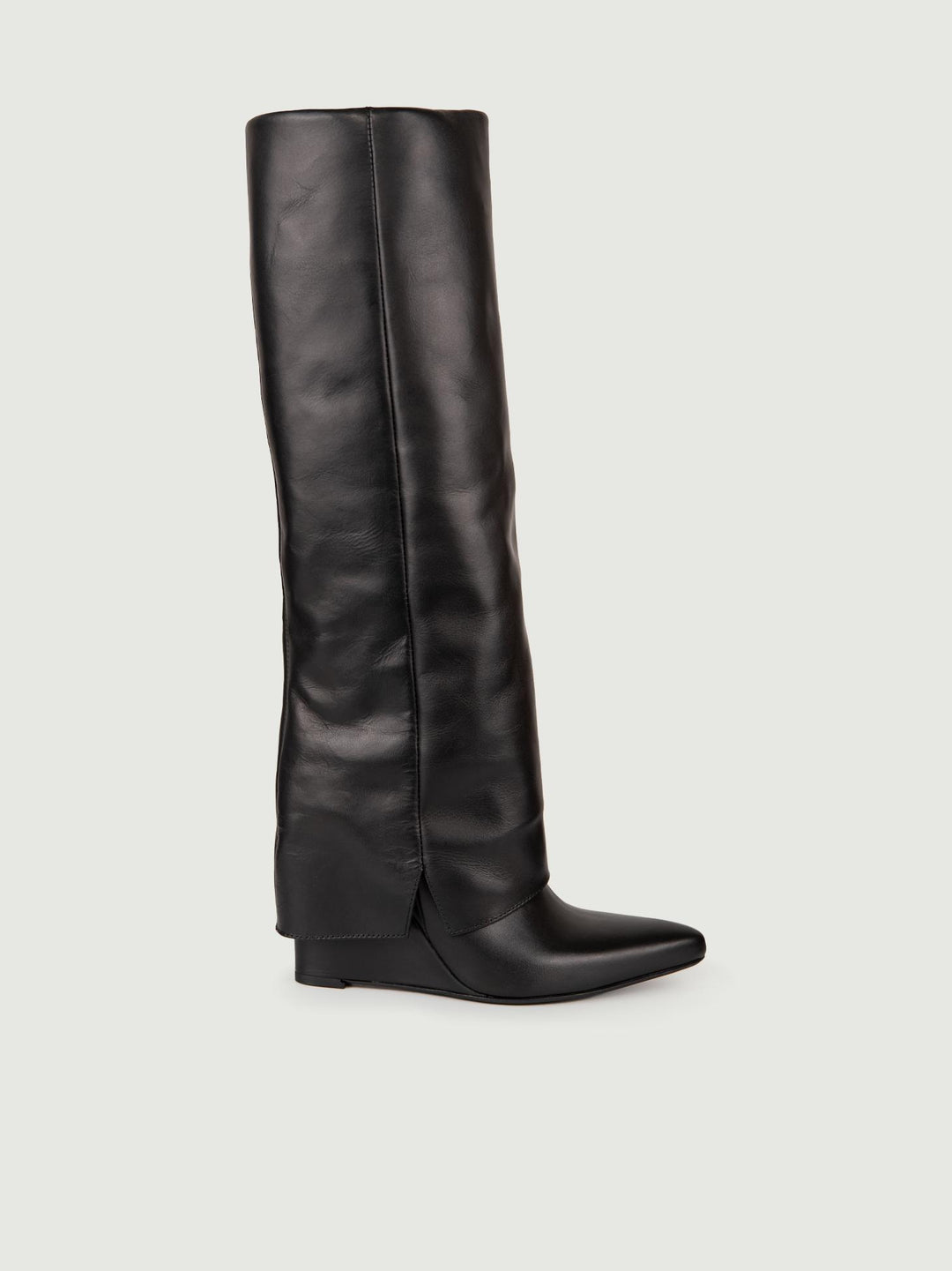 STIVALE IN PELLE NERA CON MAXI RISVOLTO 1454/16 NERO ANDREA MORANDO 