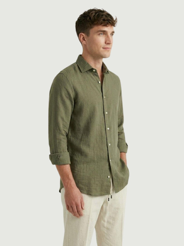 camicia in lino verde militare 30 16 ANDREA MORANDO 