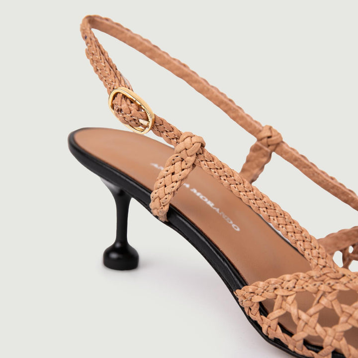 CHANEL SLING BACK CON INTRECCIO BEIGE E NERO 5120 NERO/CAMMELLO ANDREA MORANDO 