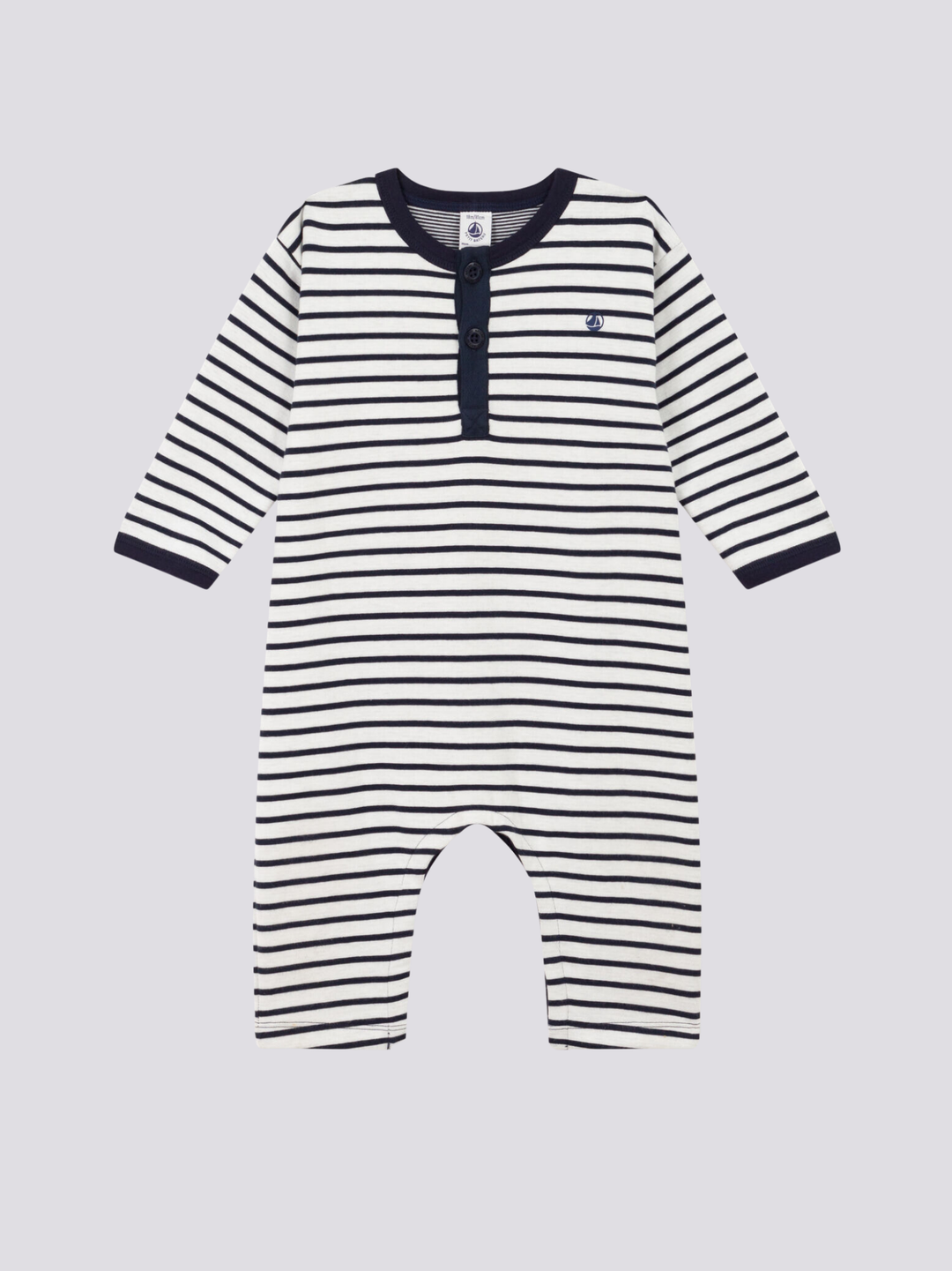 TUTINA LUNGA IN JERSEY SPESSO A RIGHE STILE MARINIÈRE PER BEBÈ A08BV 01 PETIT BATEAU 