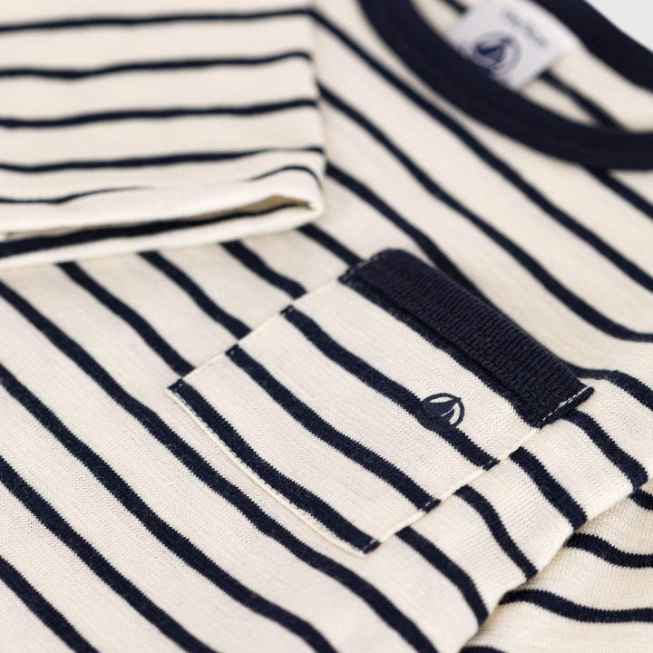 T-SHIRT BEBÈ A MANICHE LUNGHE IN JERSEY A RIGHE A09WW 01 PETIT BATEAU 