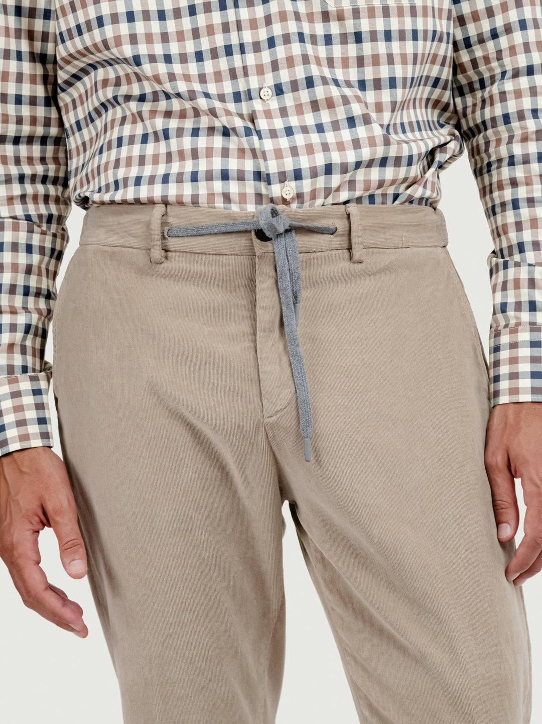 PANTALONE CON COULISSE IN VELLUTO BEIGE P018 166 ANDREA MORANDO 