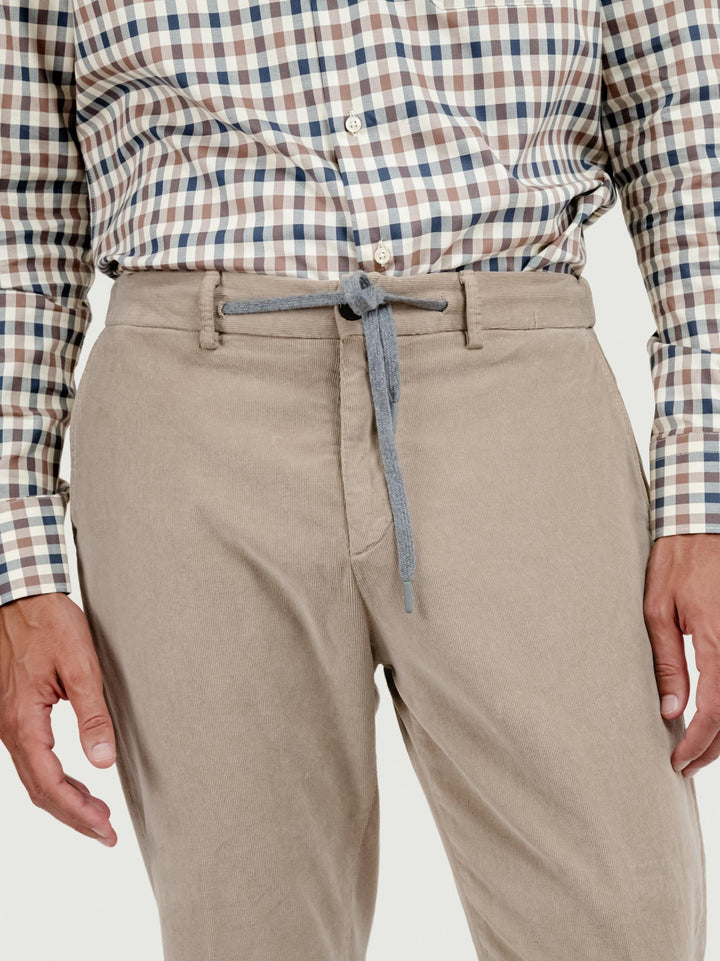 PANTALONE CON COULISSE IN VELLUTO BEIGE P018 166 ANDREA MORANDO 