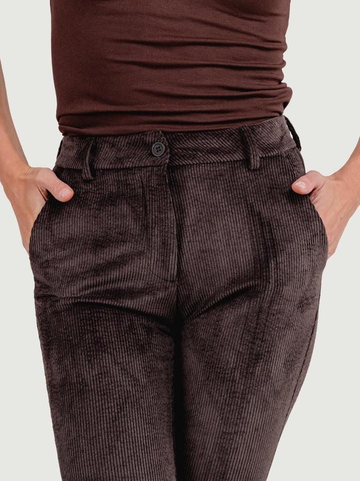 PANTALONE A ZAMPA IN VELLUTO A COSTE TESTA MORO 87482VRS CAFFE ANDREA MORANDO 