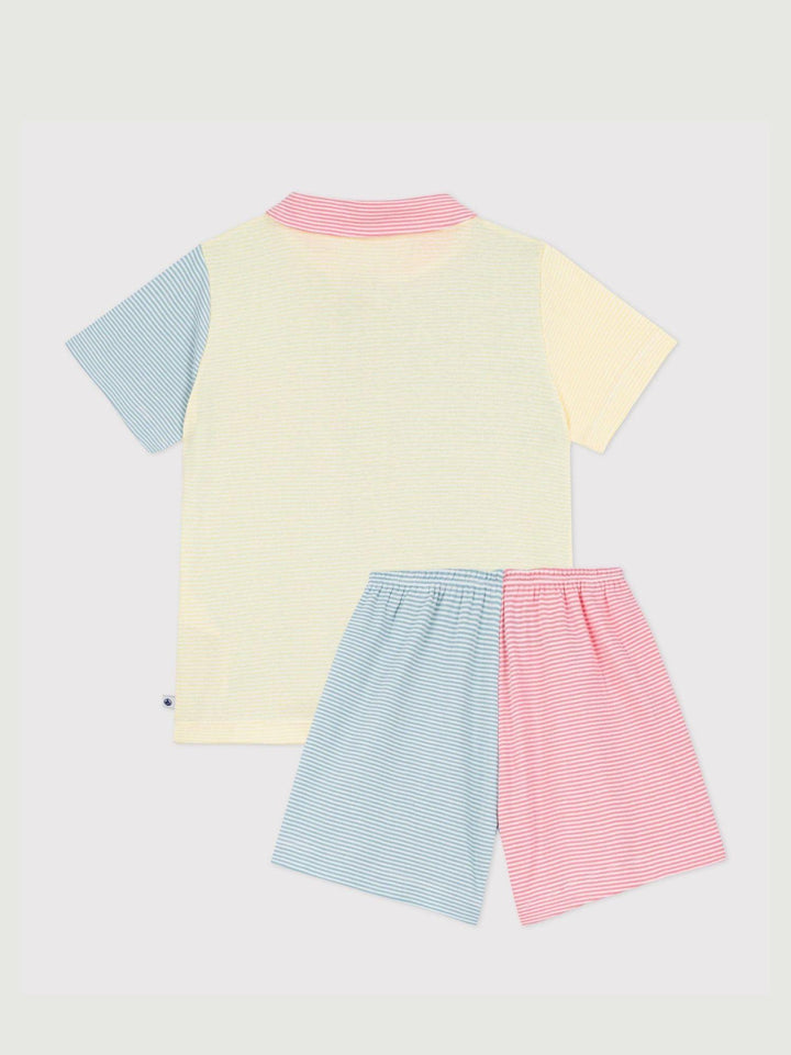 Pigiama corto unisex a righe multicolor in cotone A0F1M 01 PETIT BATEAU 