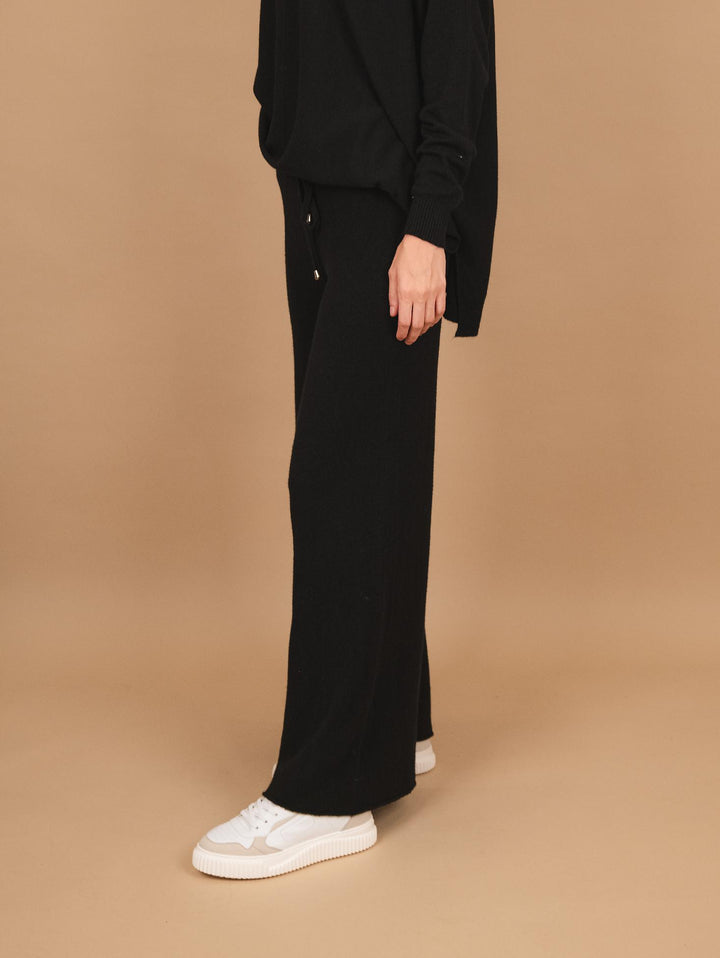 PANTALONE A PALAZZO IN MAGLIA NERO 0370/176 0010 BIMOR 