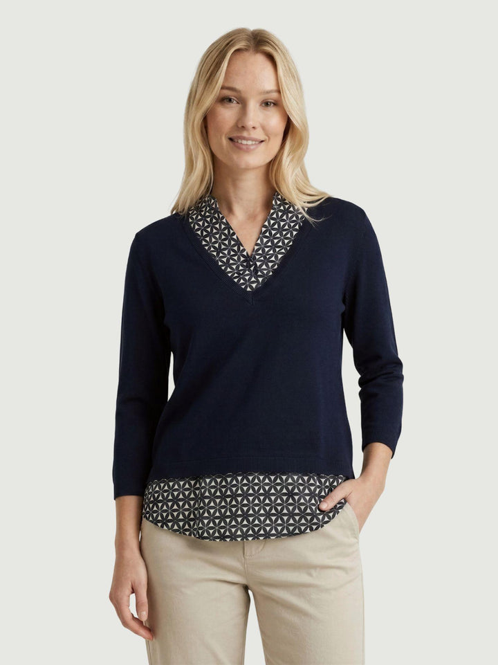 Maglia camicia blu con stampa geometrica 26231000 BLU ANDREA MORANDO 