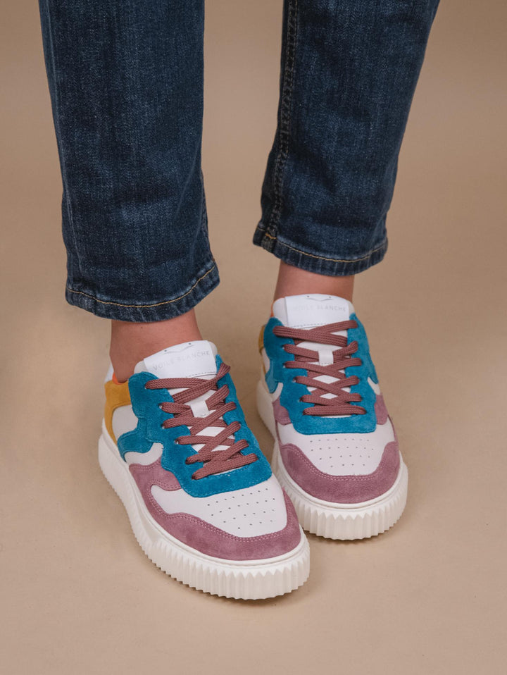 Sneaker LAURA lilla e azzurro 2017528 051I67 VOILE BLANCHE 