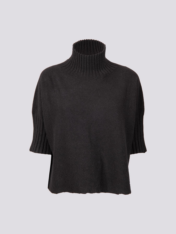 LUPETTO IN MAGLIA OVER CON MAINICA TRE QUARTI NERO 0370/164 0010 BIMOR 